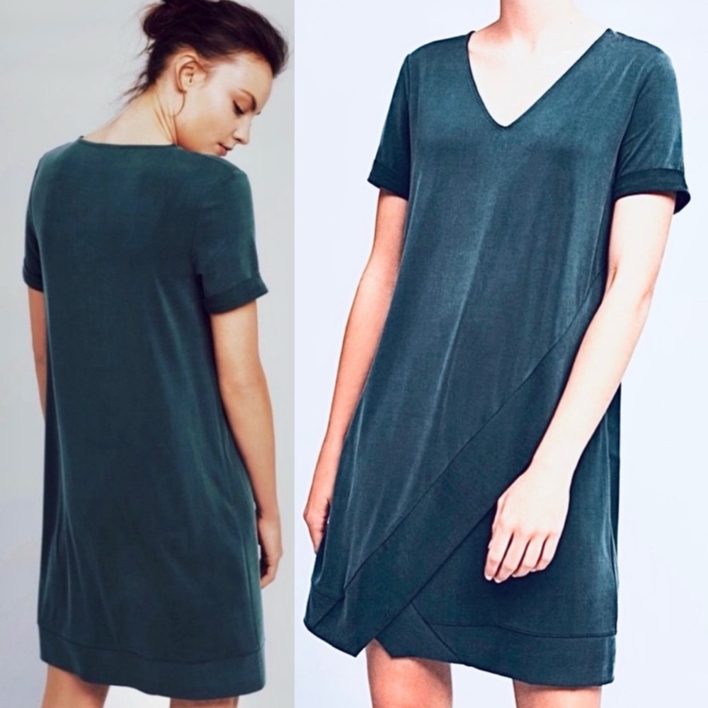Anthropologie Dolan Tunic Dress Green Short Sleeve Soft Shift‎ XSP XS Petite